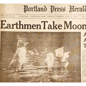 1969 First Moon Landing Apollo 11 Portland Press Newspaper July 21 Moonday DWJJ